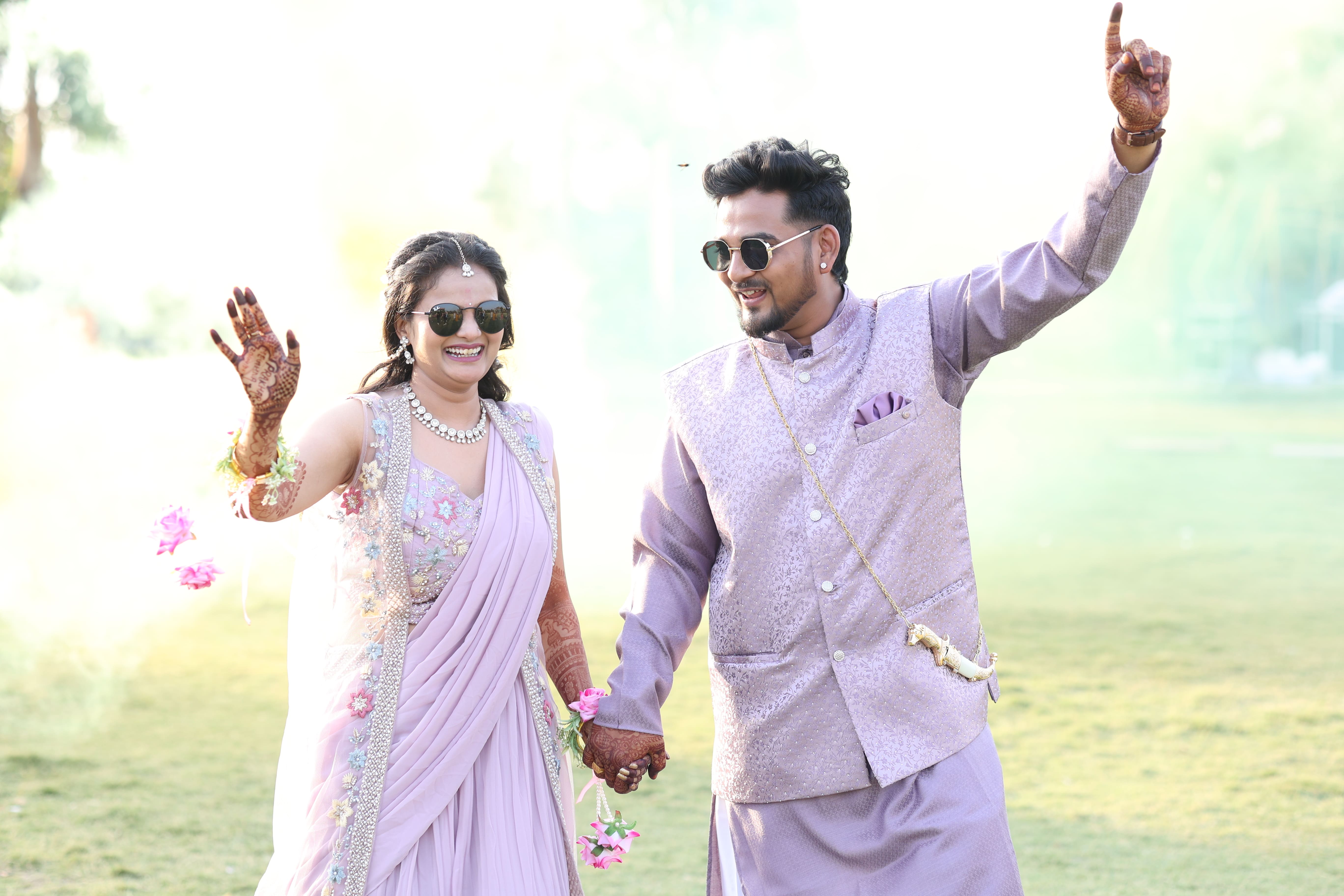 Wedding invitation on floral table