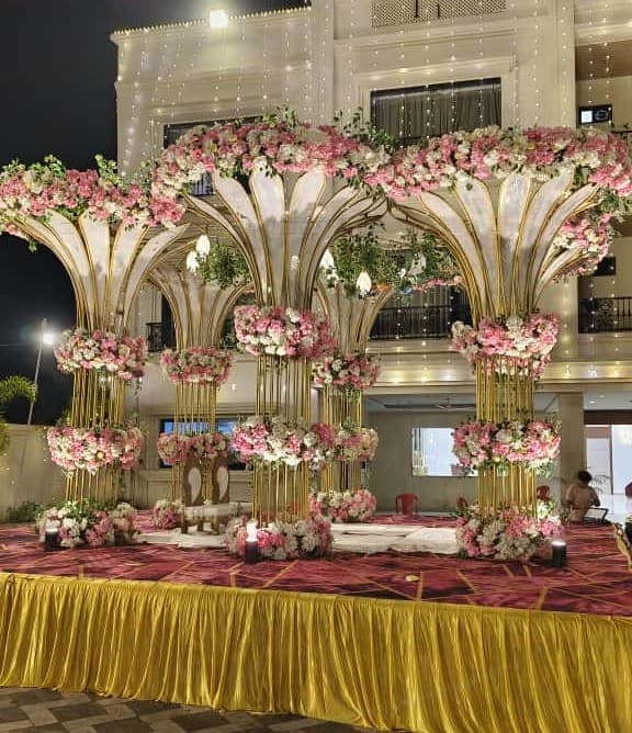 Wedding chairs decorated with flowers